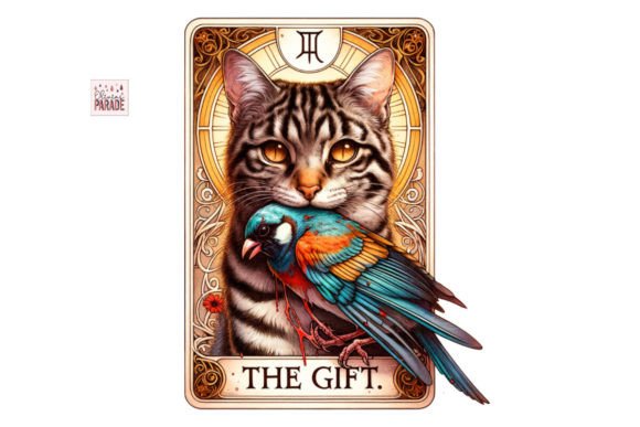 Cat and Bird Tarot Card PNG Sublimation: A Unique Design for Creative Expression