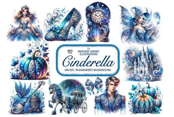 Cinderella Princess PNG Clipart Bundle