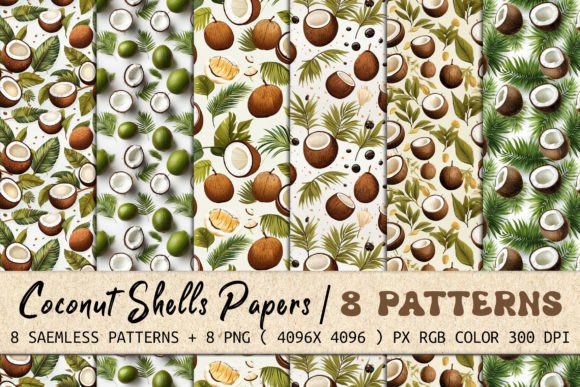 Coconut Shells Seamless Patterns: A Versatile Design Resource
