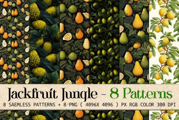 Jackfruit Jungle 8 Seamless Patterns