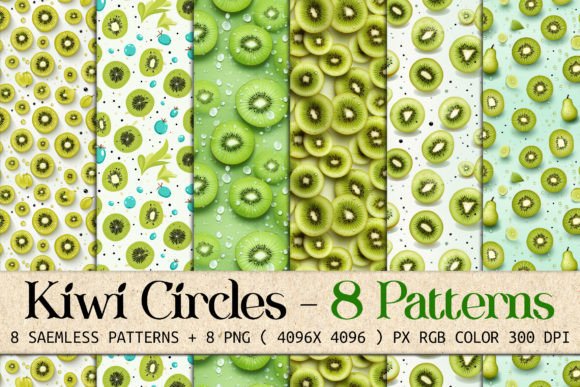 Kiwi Circles 8 Seamless Patterns