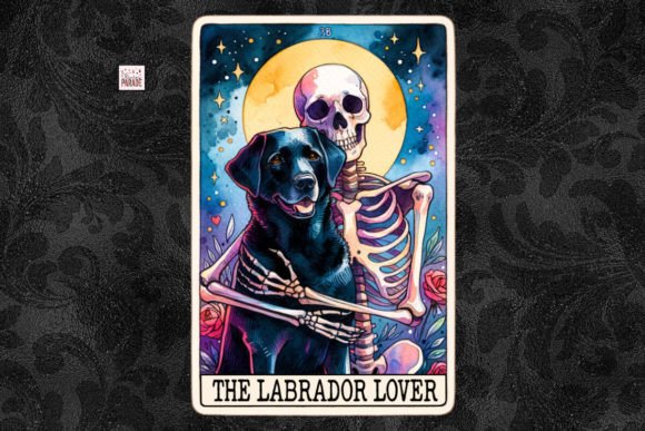 Labrador Lover Dog Tarot PNG Skeleton: A Unique Digital Design for Creative Projects