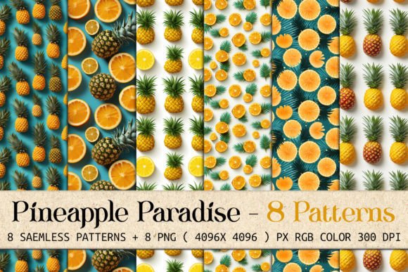 Pineapple Paradise 8 Seamless Patterns: A Creative Resource for Designers