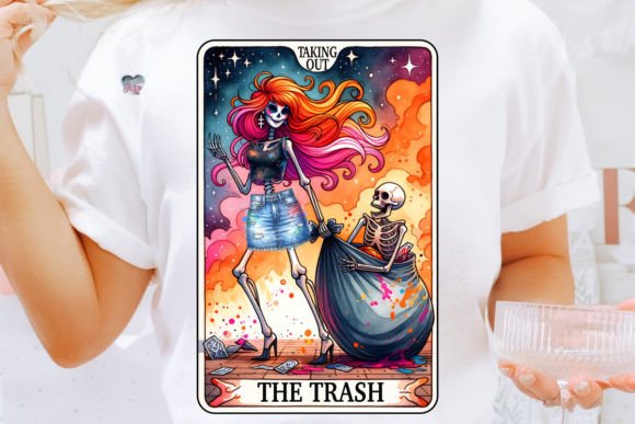 Taking out the Trash Skeleton Tarot PNG