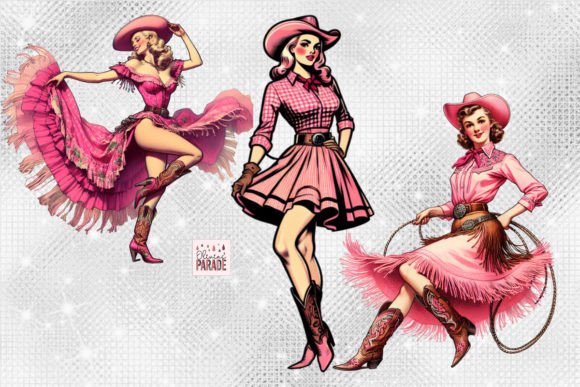 Vintage Pin Up Cowgirls Pink Cowgirl PNG: A Timeless Digital Asset for Creative Expression